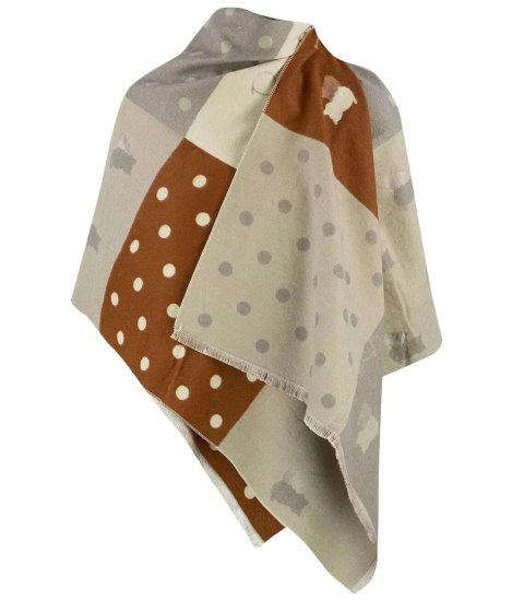 Ciepły szal szalik groszki koty patchwork dzianina (Brązowy || Wielokolorowy) Ciepły szal szalik groszki koty patchwork dzianina (Brązowy || Wielokolorowy)
