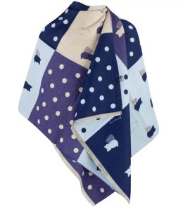 Ciepły szal szalik groszki koty patchwork dzianina (Fioletowy || Wielokolorowy)
