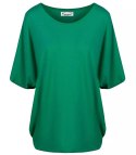 Klasyczna wygodna gładka bluzka oversize luźna elastyczna (Zielony) Klasyczna wygodna gładka bluzka oversize luźna elastyczna (Zielony)