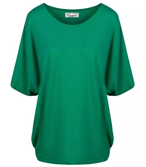 Klasyczna wygodna gładka bluzka oversize luźna elastyczna (Zielony) Klasyczna wygodna gładka bluzka oversize luźna elastyczna (Zielony)