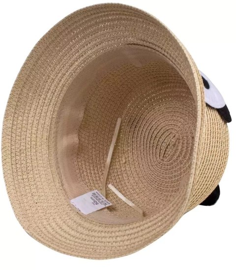 Komplet pleciony kapelusz uszy panda + torebka (Beżowy)