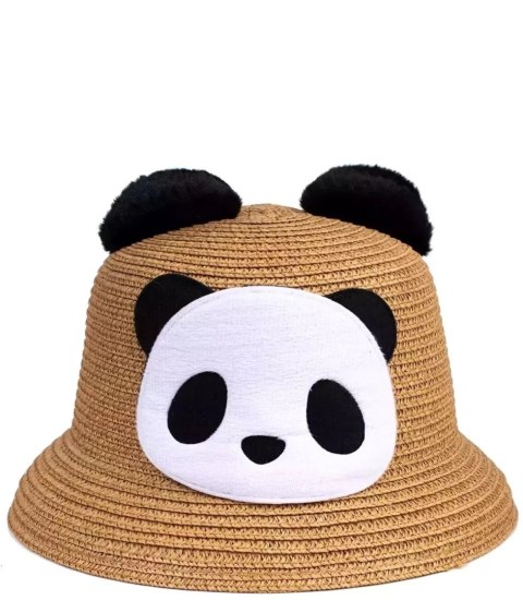 Komplet pleciony kapelusz uszy panda + torebka (Brązowy) Komplet pleciony kapelusz uszy panda + torebka (Brązowy)