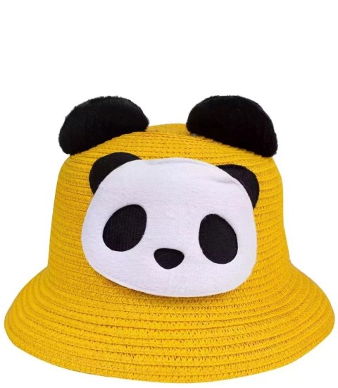 Komplet pleciony kapelusz uszy panda + torebka (Żółty) Komplet pleciony kapelusz uszy panda + torebka (Żółty)