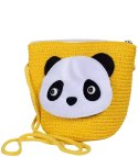Komplet pleciony kapelusz uszy panda + torebka (Żółty) Komplet pleciony kapelusz uszy panda + torebka (Żółty)