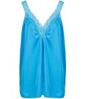Satynowy długi top sexi koronka ramiączka (Niebieski)
