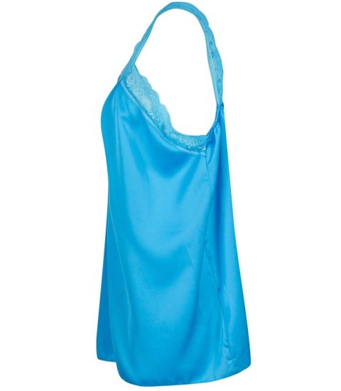 Satynowy długi top sexi koronka ramiączka (Niebieski)