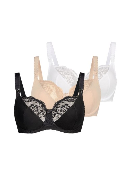 Komplet Biustonosz do karmienia Model Anastasia Mama 219-3 Black/White/Beige - Teyli - 95H
