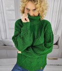 Ciepły sweter damski w romby z golfem przytulny miły OLIVIA (Zielony) Ciepły sweter damski w romby z golfem przytulny miły OLIVIA (Zielony)