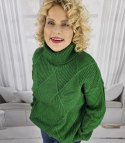 Ciepły sweter damski w romby z golfem przytulny miły OLIVIA (Zielony) Ciepły sweter damski w romby z golfem przytulny miły OLIVIA (Zielony)