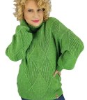 Ciepły sweter damski w romby z golfem przytulny miły OLIVIA (Zielony) Ciepły sweter damski w romby z golfem przytulny miły OLIVIA (Zielony)