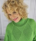 Ciepły sweter damski w romby z golfem przytulny miły OLIVIA (Zielony) Ciepły sweter damski w romby z golfem przytulny miły OLIVIA (Zielony)