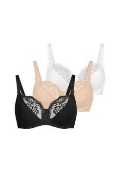 Komplet Biustonosz Soft Model Anastasia 217-3 Black/White/Beige - Teyli - 90G