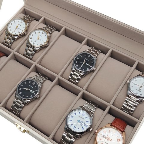 Szkatułka pudełko na zegarki na 12szt, biała ekoskóra 30 x 20 x 8cm PD154 Szkatułka pudełko na zegarki na 12szt, biała ekoskóra 30 x 20 x 8cm PD154