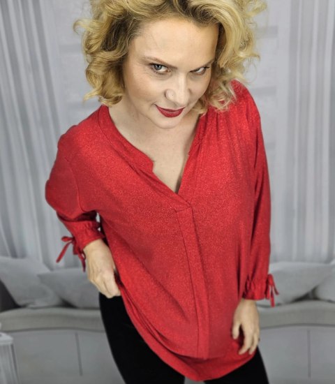Elegancka koszula Tunika oversize Brokatowa Luźna Stylowa PENELOPA (Czerwony) Elegancka koszula Tunika oversize Brokatowa Luźna Stylowa PENELOPA (Czerwony)