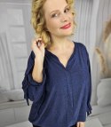 Elegancka koszula Tunika oversize Brokatowa Luźna Stylowa PENELOPA (Granatowy) Elegancka koszula Tunika oversize Brokatowa Luźna Stylowa PENELOPA (Granatowy)