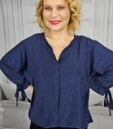 Elegancka koszula Tunika oversize Brokatowa Luźna Stylowa PENELOPA (Granatowy) Elegancka koszula Tunika oversize Brokatowa Luźna Stylowa PENELOPA (Granatowy)