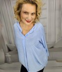 Elegancka koszula Tunika oversize Brokatowa Luźna Stylowa PENELOPA (Niebieski)