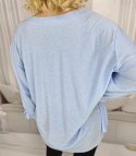 Elegancka koszula Tunika oversize Brokatowa Luźna Stylowa PENELOPA (Niebieski)