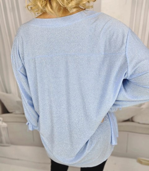 Elegancka koszula Tunika oversize Brokatowa Luźna Stylowa PENELOPA (Niebieski) Elegancka koszula Tunika oversize Brokatowa Luźna Stylowa PENELOPA (Niebieski)