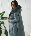 Długi elegancki pikowany płaszcz damski zimowy ocieplany MARIA (Zielony) Długi elegancki pikowany płaszcz damski zimowy ocieplany MARIA (Zielony)