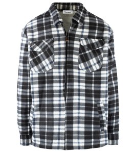 Ciepła polarowa koszula męska w kratę ocieplana futerkiem (Biały || Wielokolorowy || Czarny)