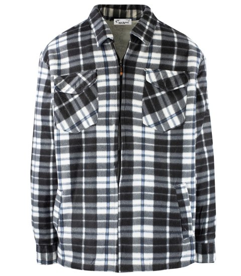 Ciepła polarowa koszula męska w kratę ocieplana futerkiem (Biały || Wielokolorowy || Czarny)