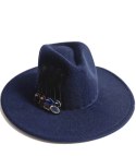 Elegancki damski kapelusz fedora z ozdobną broszką z kolorowymi cyrkoniami (Niebieski) Elegancki damski kapelusz fedora z ozdobną broszką z kolorowymi cyrkoniami (Niebieski)