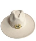 Elegancki damski kapelusz panama z ozdobną broszką "Oko Elegancji" (Beżowy) Elegancki damski kapelusz panama z ozdobną broszką "Oko Elegancji" (Beżowy)
