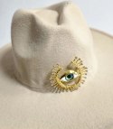 Elegancki damski kapelusz panama z ozdobną broszką "Oko Elegancji" (Beżowy) Elegancki damski kapelusz panama z ozdobną broszką "Oko Elegancji" (Beżowy)
