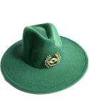 Elegancki damski kapelusz panama z ozdobną broszką "Oko Elegancji" (Zielony) Elegancki damski kapelusz panama z ozdobną broszką "Oko Elegancji" (Zielony)