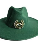 Elegancki damski kapelusz panama z ozdobną broszką "Oko Elegancji" (Zielony) Elegancki damski kapelusz panama z ozdobną broszką "Oko Elegancji" (Zielony)