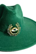 Elegancki damski kapelusz panama z ozdobną broszką "Oko Elegancji" (Zielony) Elegancki damski kapelusz panama z ozdobną broszką "Oko Elegancji" (Zielony)