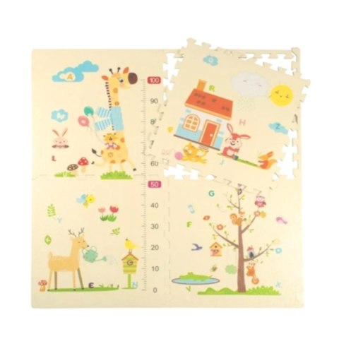 Gruba mata piankowa Eva duże puzzle pankowe 120x120x 1cm 4szt miarka EM2001 Gruba mata piankowa Eva duże puzzle pankowe 120x120x 1cm 4szt miarka EM2001