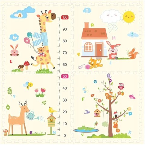 Gruba mata piankowa Eva duże puzzle pankowe 120x120x 1cm 4szt miarka EM2001 Gruba mata piankowa Eva duże puzzle pankowe 120x120x 1cm 4szt miarka EM2001