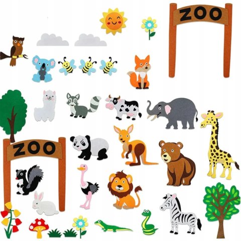 Tablica filcowa zabawka filcowa mata na rzepy zoo F22 Tablica filcowa zabawka filcowa mata na rzepy zoo F22