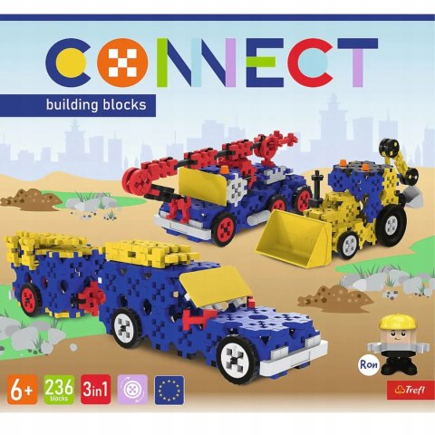 Zestaw klocków Connect 3w1: Pojazdy budowlane / SUV z przyczepą Trefl 61979 Zestaw klocków Connect 3w1: Pojazdy budowlane / SUV z przyczepą Trefl 61979
