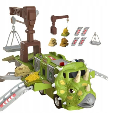 CIĘŻARÓWKA DINOZAUR Z AUTAMI TRICERATOPS DŹWIG 691 CIĘŻARÓWKA DINOZAUR Z AUTAMI TRICERATOPS DŹWIG 691
