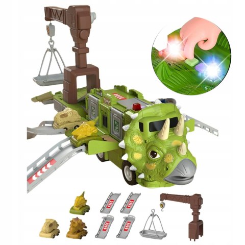 CIĘŻARÓWKA DINOZAUR Z AUTAMI TRICERATOPS DŹWIG 691 CIĘŻARÓWKA DINOZAUR Z AUTAMI TRICERATOPS DŹWIG 691