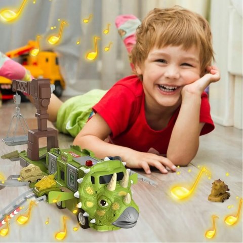 CIĘŻARÓWKA DINOZAUR Z AUTAMI TRICERATOPS DŹWIG 691 CIĘŻARÓWKA DINOZAUR Z AUTAMI TRICERATOPS DŹWIG 691