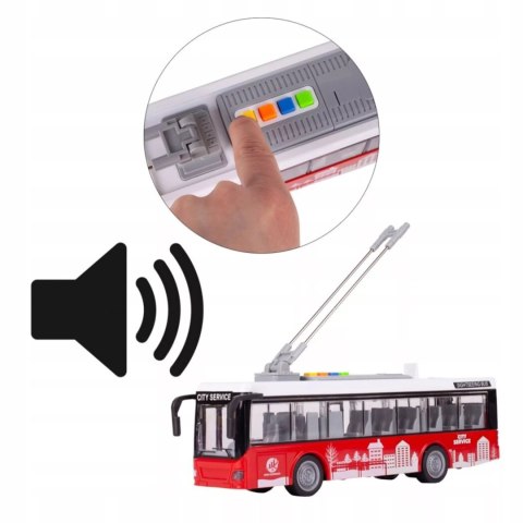 Duży czerwony trolejbus miejski otwierane drzwi dźwięki światła WY911A Duży czerwony trolejbus miejski otwierane drzwi dźwięki światła WY911A
