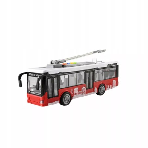 Duży czerwony trolejbus miejski otwierane drzwi dźwięki światła WY911A Duży czerwony trolejbus miejski otwierane drzwi dźwięki światła WY911A