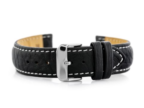 Pasek skórzany do zegarka W05XL czarny/białe - 20mm Pasek skórzany do zegarka W05XL czarny/białe - 20mm