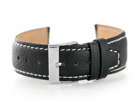 Pasek skórzany do zegarka W26 - PREMIUM - czarny/białe - 22mm Pasek skórzany do zegarka W26 - PREMIUM - czarny/białe - 22mm