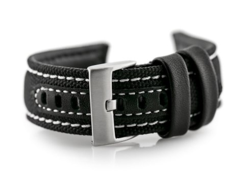 Pasek skórzany do zegarka W34 - PREMIUM - czarny/białe - 26mm Pasek skórzany do zegarka W34 - PREMIUM - czarny/białe - 26mm