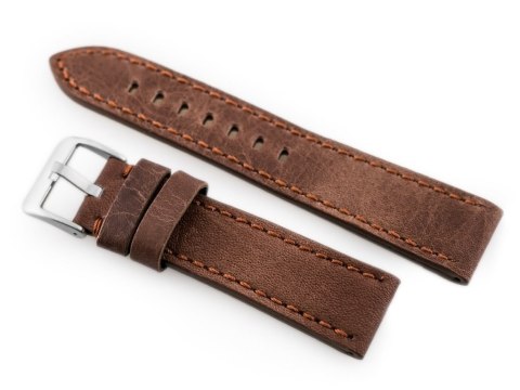 Pasek skórzany do zegarka W48 - PREMIUM - ciemnobrązowy II - 24mm Pasek skórzany do zegarka W48 - PREMIUM - ciemnobrązowy II - 24mm