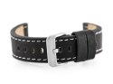 Pasek skórzany do zegarka W48 - PREMIUM - czarny/białe - 22mm Pasek skórzany do zegarka W48 - PREMIUM - czarny/białe - 22mm
