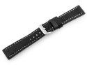 Pasek skórzany do zegarka W48 - PREMIUM - czarny/białe - 22mm Pasek skórzany do zegarka W48 - PREMIUM - czarny/białe - 22mm