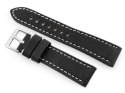 Pasek skórzany do zegarka W48 - PREMIUM - czarny/białe - 22mm Pasek skórzany do zegarka W48 - PREMIUM - czarny/białe - 22mm