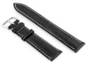 Pasek skórzany do zegarka W64 - czarny/biały 20mm Pasek skórzany do zegarka W64 - czarny/biały 20mm