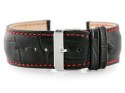 Pasek skórzany do zegarka W64 czarny/czerwony 24mm Pasek skórzany do zegarka W64 czarny/czerwony 24mm